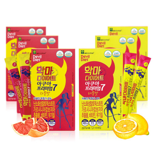 악마다이어트 아쿠아 프리미엄 레몬맛3box+자몽맛3box