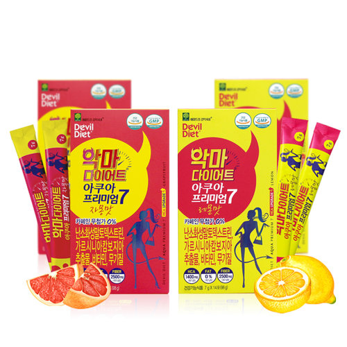 악마다이어트 아쿠아 프리미엄 레몬맛2box+자몽맛2box