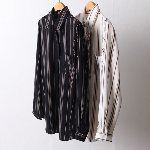 (주)강물처럼 빅사이즈줄지블라우스 F114L408 원포켓스코니블라우스 IR