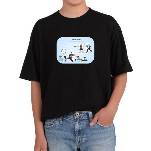 하프클럽 [에이치플러스몰]반팔라운드 요즘남편 없던 아빠 아이들과 육아휴직 가정 그림 모든사이즈