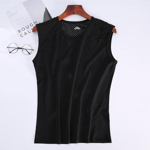 명화수산 남자 여름 아이스 실크 펀칭 스판 난닝구 나시