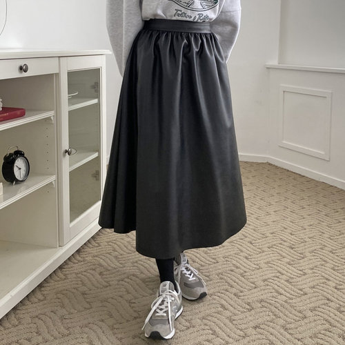 (주)강물처럼 빅사이즈 312 퓨어레더플레어스커트 DRDQ372