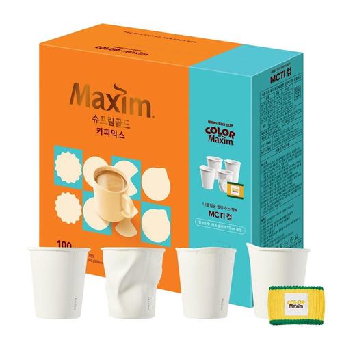 한화갤러리아㈜ 갤러리아_맥심 슈프림골드 커피믹스 100T+MCTI컵 4종 중 1개 랜덤증정