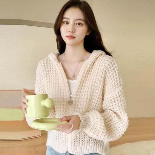 [셀럽하우스]후드 IIHS2271 집업 가디건 데일리 패션 크롭 소프트 독특한