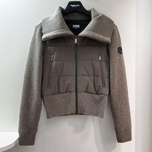 [파사디골프]울캐시혼방 우븐믹스 빅카라 방풍 니트 집업 점퍼 모카 여성 P24WBC353X