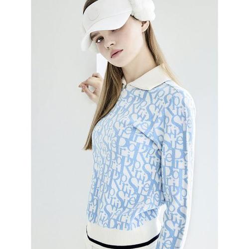 [슈페리어]여성 로고 패턴 스웨터 블루 (IW0DRD40343)