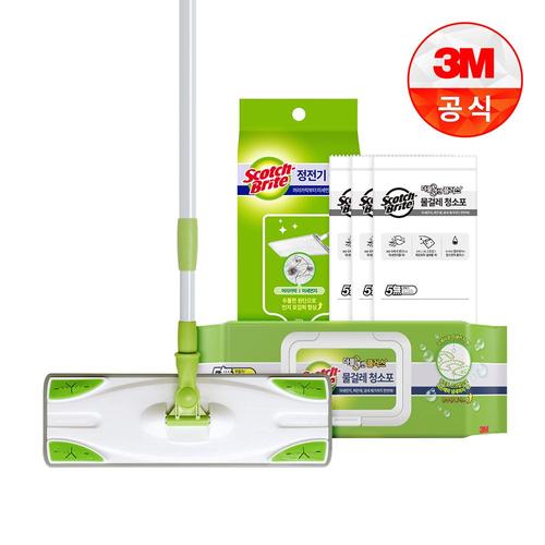 [3M]대형 베이직 막대걸레 스타터킷(정전기 10매 물걸레 3매 증정)+더블액션 물걸레 25매