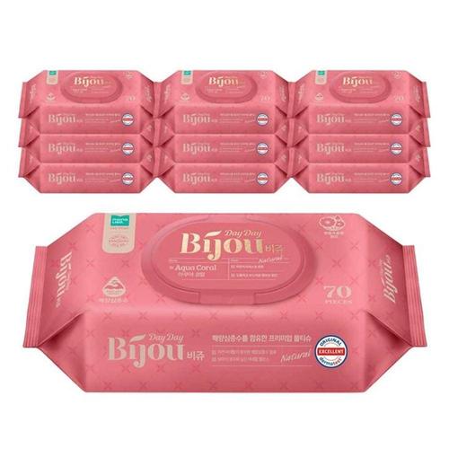 까만콩 모나리자 비쥬 코랄 캡형 물티슈 70매 x 10팩 WFL2RB5