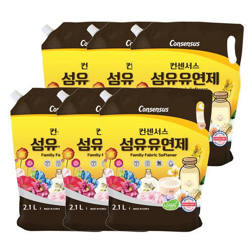 컨센서스 표준형 순한 섬유유연제 2.1L (리필) x6개 (3가지향 택1)