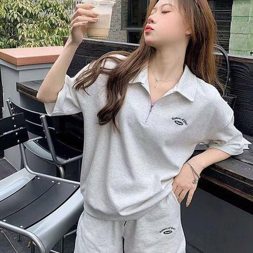 [에이치에스라이프]트레이닝복 츄리닝 휘트니스 홈웨어 트레이닝복세트 스타일 리시한 반집업 반팔 세트