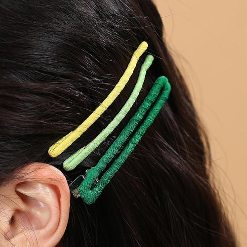 [엔젤슈슈] 네모 집게+컬러실핀 헤어핀 2종 세트 그린