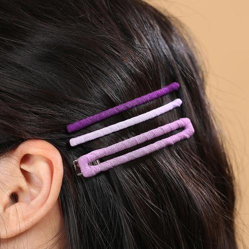 [엔젤슈슈] 네모 집게+컬러실핀 헤어핀 2종 세트 퍼플