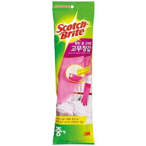 주방용품 3M 황토 숯 고리형 고무장갑 분홍 중형 (10EA) 업소용호일 HWBD13FB