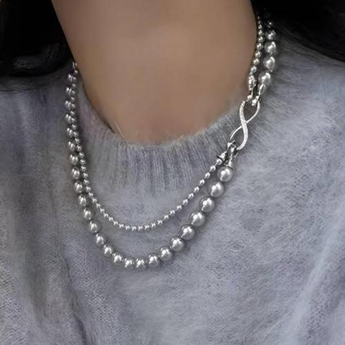 [셀러허브]사계절 지르코니아 패션 쉘비즈 포인트 목걸이 (49QZI)