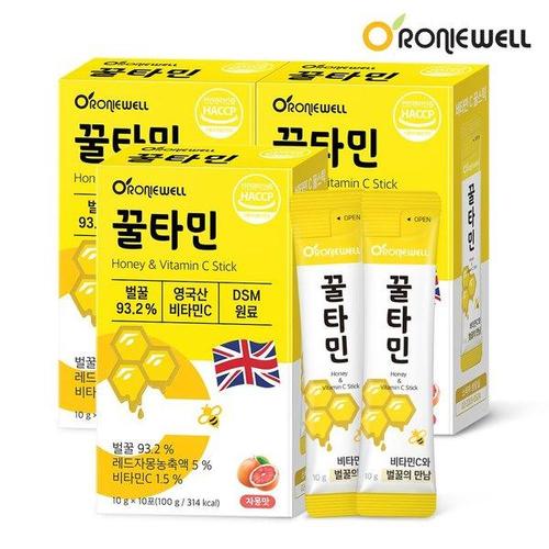 갤러리아_로니웰 꿀타민 자몽맛 10포 x 3개 천연벌꿀 영국산 비타민C 함