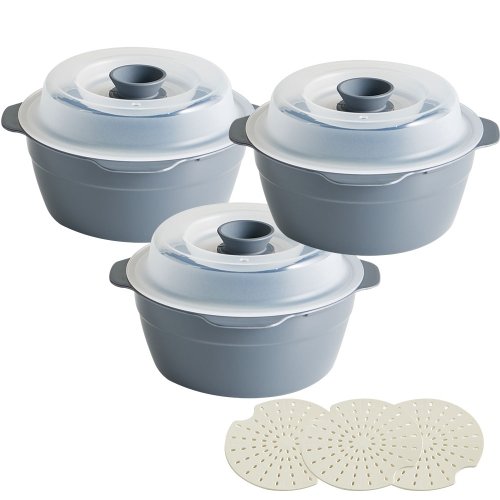 이지앤프리 스팀쿡 전자레인지 찜용기 650ml 소 3P 그레이