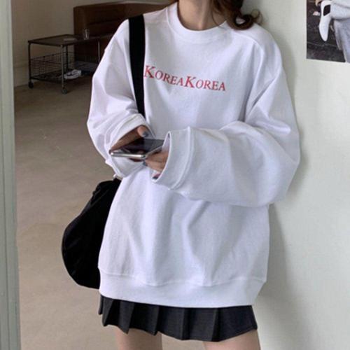 에이치플러스몰 한국 레터링 맨투맨 기모안감 루즈핏 캐주얼 홈웨어 WB60197