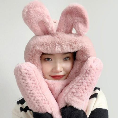 [셀러허브][JHQS7HVM_4B]후드 목도리 일체형 머플러 귀달이모자