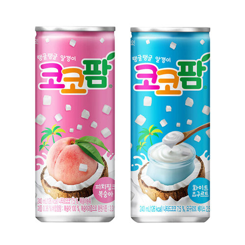 코코팜 2종 240ml 총 60캔(피치핑크복숭아30+화이트요구르트30)과즙음료
