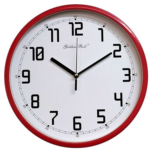 BDM 원룸꾸미기 GB4516 무소음 메탈 유아동 교육용 벽시계 레드 30cm 인테리어시계