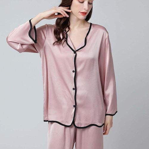 [셀럽하우스]파티 ENTV0751 파자마 캐주얼 핑크 실크 잠 세트 옷