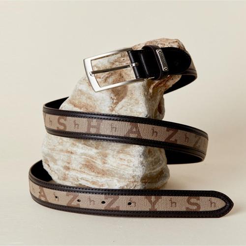 헤지스 액세서리 남성 [스테디셀러]블랙 이니셜로고 소가죽 벨트  (WUBE4F801BK)