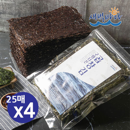 청정 완도 특산물 무조미 구워나온 곱창김 25매 x 4봉