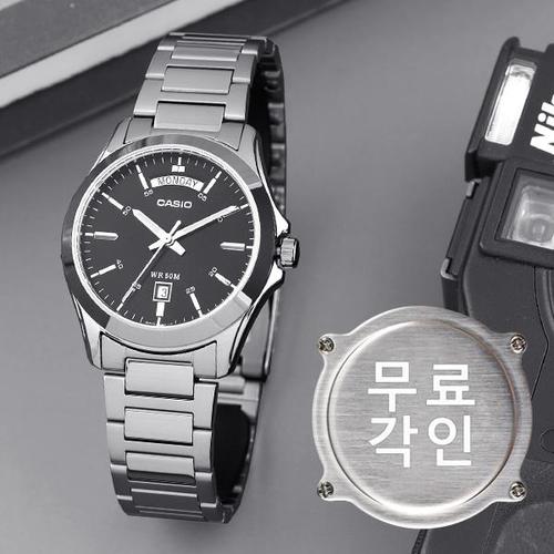 카시오 무료각인 카시오 MTP-1370D-1A1 클래식 라운드 데이데이트 정장 남자 메탈 시계 d