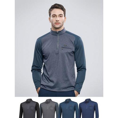 [이지바이]맨파워 남성 배색 가슴 포켓 기모 집업 티셔츠(M5WT49)