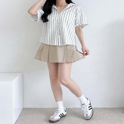 기타제조사 [셀럽하우스]여성 ITOI3270 여름 블루 스트라이프 반팔 남방 블라우스