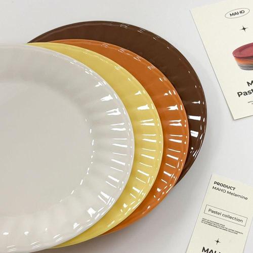 갤러리아_[마호]파스텔 멜라민 디너 웨이브 접시(225파이) x 5pcs