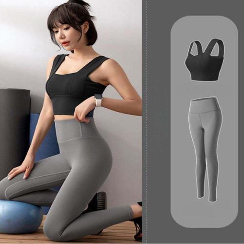 [셀럽하우스]여성 USGC7281 넓은 어깨끈 브라탑 헬스 레깅스 운동복 세트