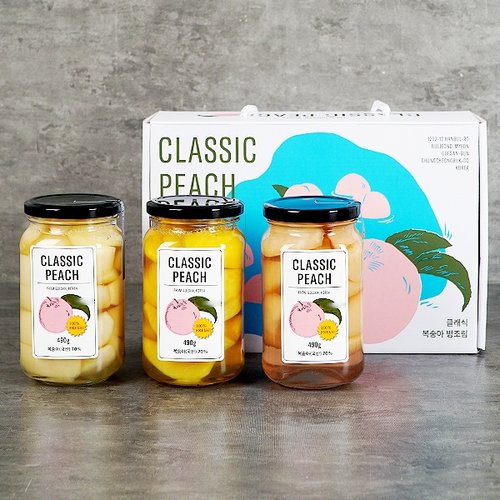 [클래식영농조합][지투지샵] 복숭아병조림 선물세트 3종 백도+황도+핑크