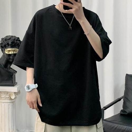 명화수산 남자 여름 데일리 심플 무지 기본 반팔 티셔츠