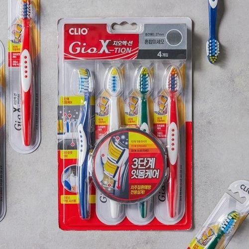 [보리보리][크리오]지오엑션 혼합미세모 칫솔 4입 1개 / 잇몸케어