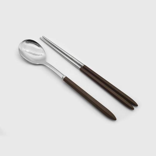 국산 스텐 프리미엄 진공 수저세트 (갈색) 한식 저분 숟가락 젓가락
