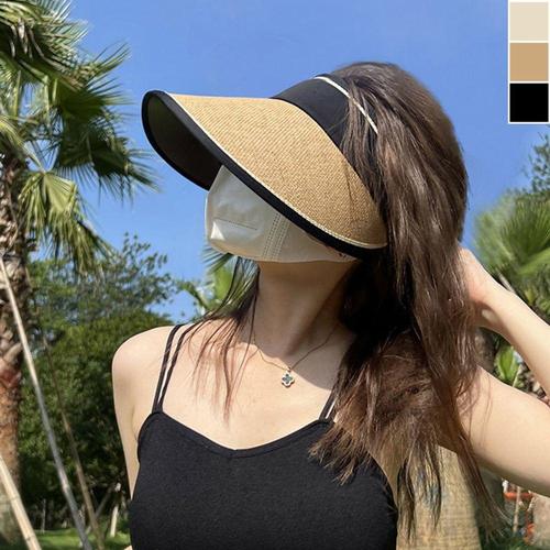 [셀럽하우스]밀짚 LCMTIPXW 돌돌이 스타일 썬캡 1P 햇빛차단 고품질 땀띠 모