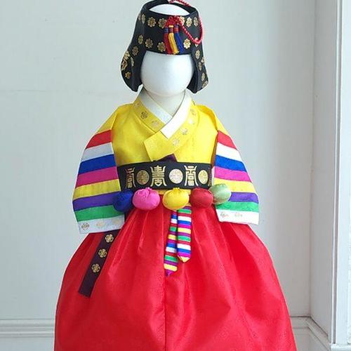 [도담도담]국사 전통색동 노랑 여아 유아 아기 돌 한복 백일-10호