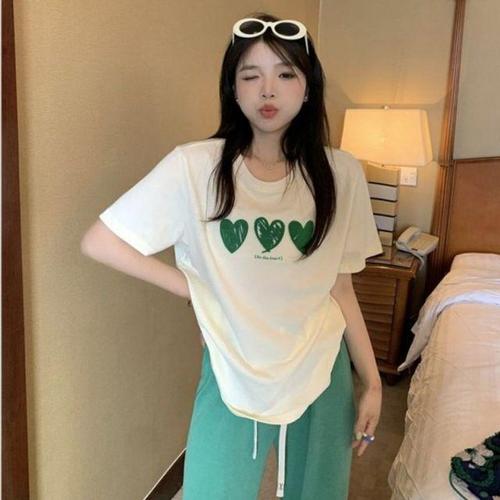 반팔티 라운드넥 하트포인트 메이비굿 의류 WD70022