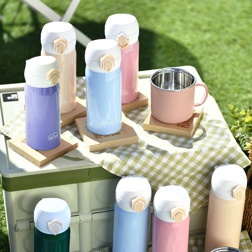 원터치 보온병 2중 진공 스텐 보온물병 텀블러 350ml