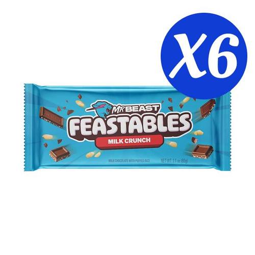 [해외] 피스터블스 미스터 비스트 초콜릿 블록 밀크 크런치 60gX6개