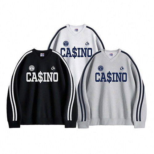 뉴메이드 / 효준 카지노 브이넥 오버핏 맨투맨티셔츠 / 빅사이즈