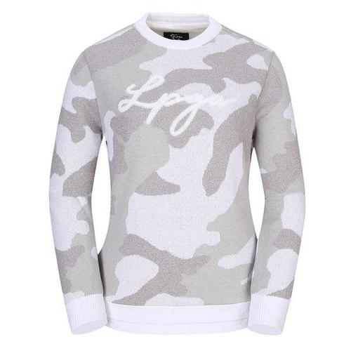 [LPGA]여성 까뮤 자가드 라운드 풀오버 스웨터(L214KT623P)