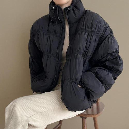 기타제조사 [미라클세븐]여성 솜패딩 하이넥 셔링 캉캉 스트링 겨울 집업 자켓