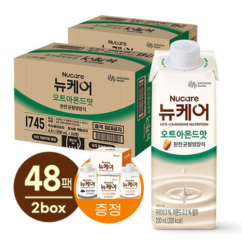[대상웰라이프] 뉴케어 오트아몬드맛 (200mlx24팩) 2박스+식이섬유 6병 증정