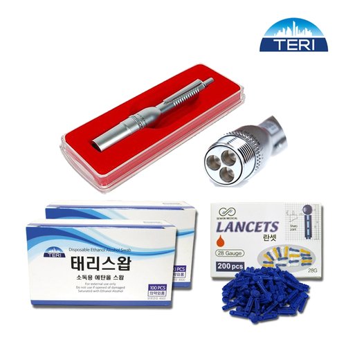 TG 삼침 무통 채혈기(3구 사혈기)+란셋200P+알콜솜200매