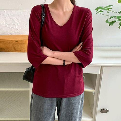 하프클럽 [무드무드]노로드 스판 8부 티셔츠