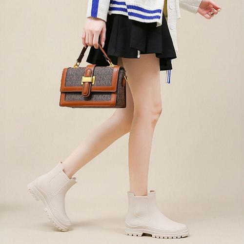 여자 3color 청키솔 캐주얼 심플 앵클 레인부츠 장화 WFIO6UK