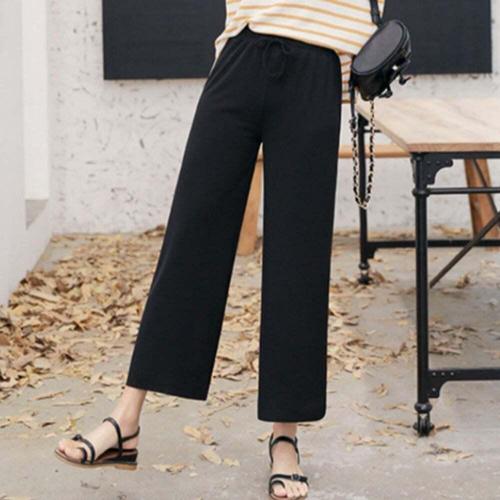 [셀럽하우스]여자 HZOK8374 여름 검정색 편한 학생 와이드팬츠 알바생