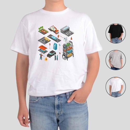 에이치플러스몰 반팔티셔츠 자율주행 자동화 주차장 그림 다양한색상 전사이즈 WFM3IL9